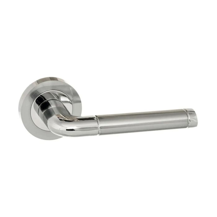Atlantic Hardware - Eco Ocean Door Handle on Rose - Satin & Polished Chrome - Pair