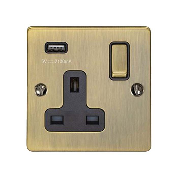 Eurolite - Enhance Decorative - 1 Gang USB Socket - Antique Brass