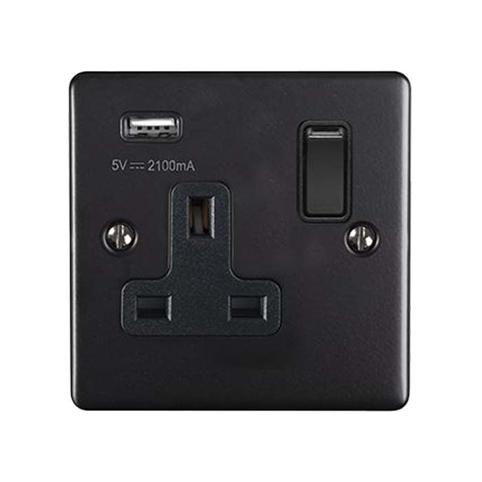 Eurolite - Enhance Decorative - 1 Gang USB Socket - Matt Black