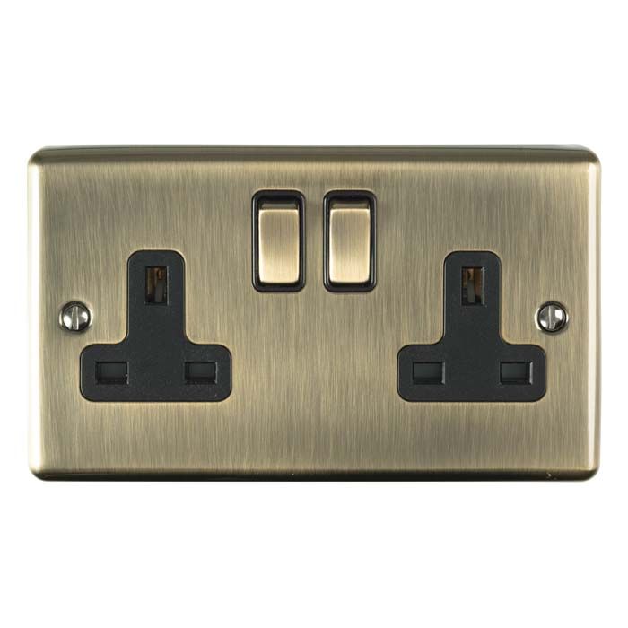 Eurolite - Enhance Decorative - 2 Gang Socket - Antique Brass