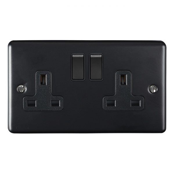 Eurolite - Enhance Decorative - 2 Gang Socket - Matt Black