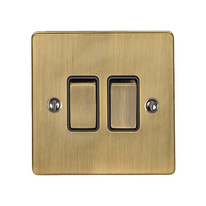 Eurolite - Enhance Decorative - 2 Gang Switch - Antique Brass
