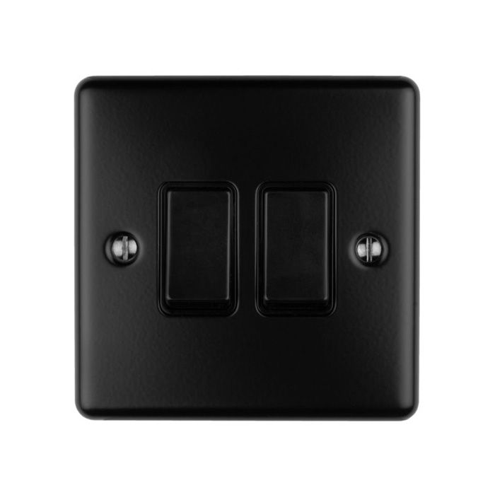 Eurolite - Enhance Decorative - 2 Gang Switch - Matt Black