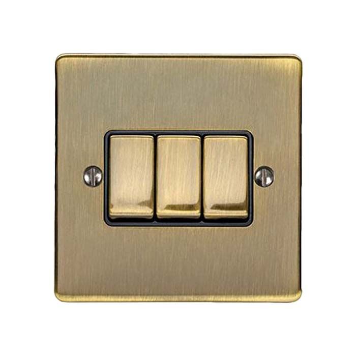 Eurolite - Enhance Decorative - 3 Gang Switch - Antique Brass