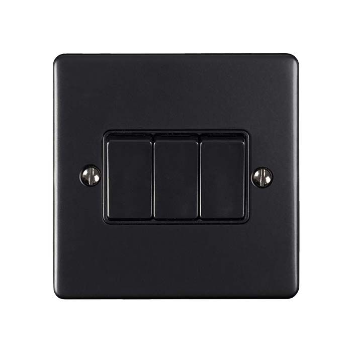 Eurolite - Enhance Decorative - 3 Gang Switch - Matt Black