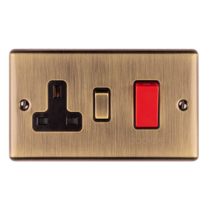 Eurolite - Enhance Decorative - 45Amp DP Switch With 13AMP Socket - Antique Brass