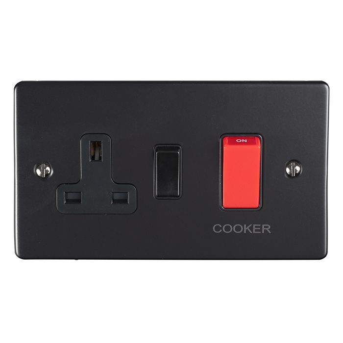 Eurolite - Enhance Decorative - 45Amp DP Switch With 13AMP Socket - Matt Black