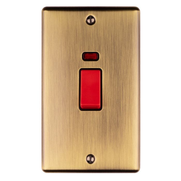Eurolite - Enhance Decorative - 45Amp Switch with Neon Indicator on Rectangular Backplate - Antique Brass