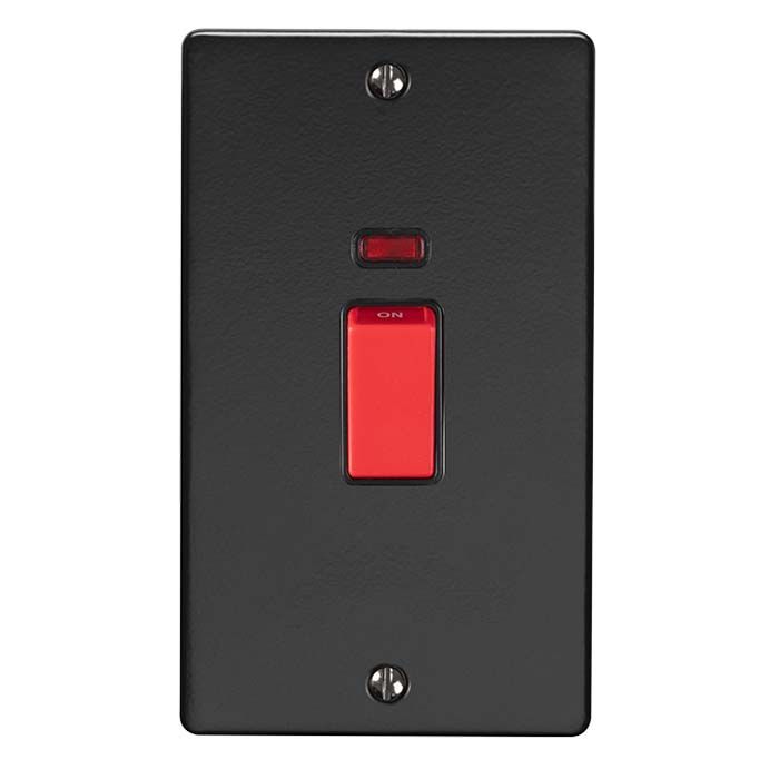 Eurolite - Enhance Decorative - 45Amp Switch with Neon Indicator on Rectangular Backplate - Matt Black