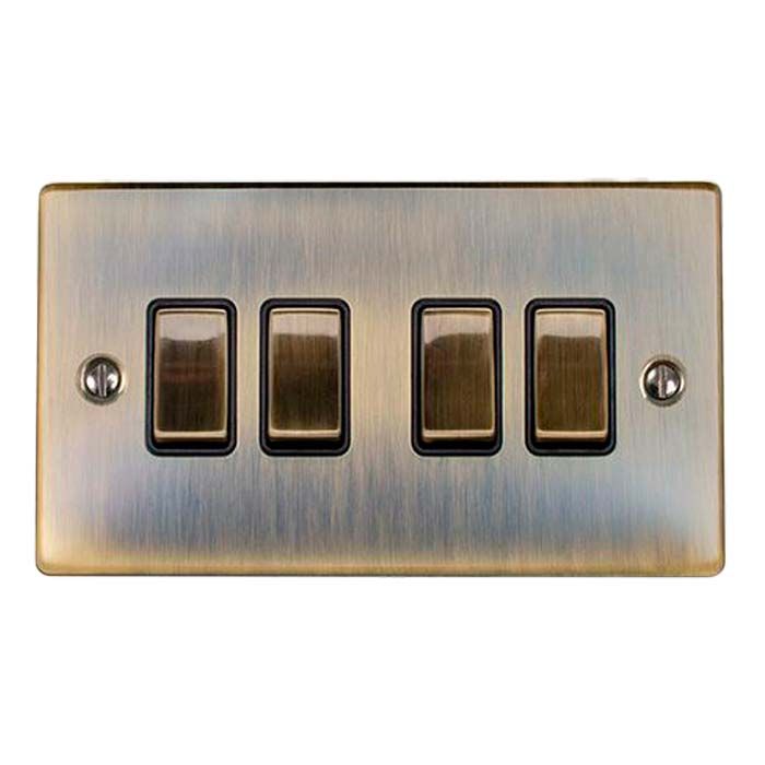 Eurolite - Enhance Decorative - 4 Gang Switch - Antique Brass