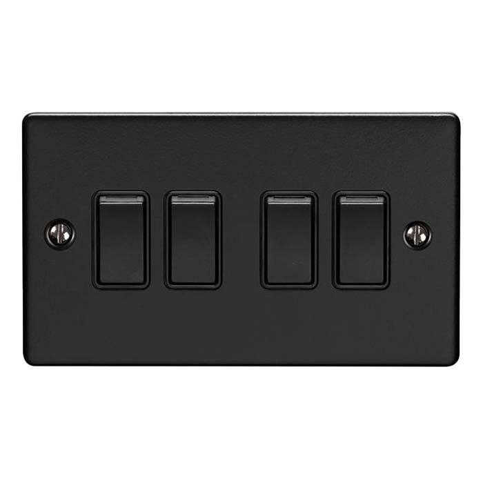 Eurolite - Enhance Decorative - 4 Gang Switch - Matt Black