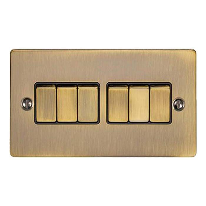 Eurolite - Enhance Decorative - 6 Gang Switch - Antique Brass