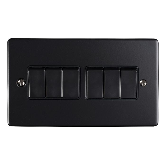 Eurolite - Enhance Decorative - 6 Gang Switch - Matt Black