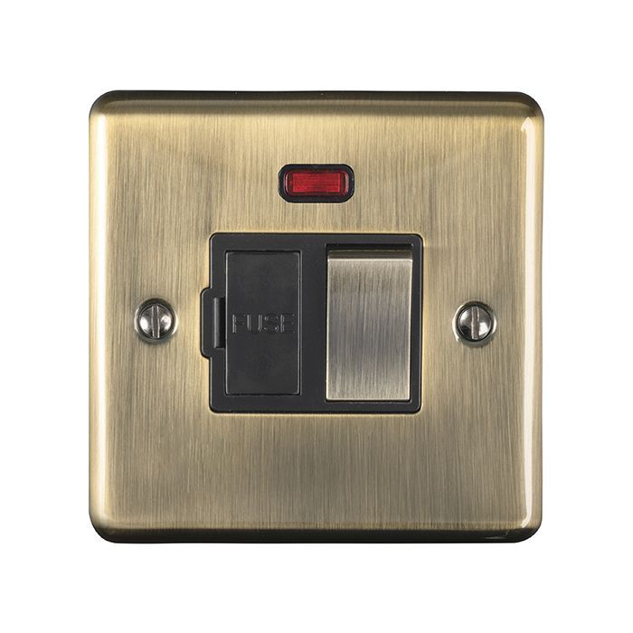 Eurolite - Enhance Decorative - Switched Fuse Spur with Neon Fused Spur Unit - Antique Brass