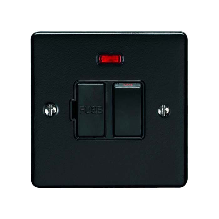 Eurolite - Enhance Decorative - Switched Fuse Spur with Neon Fused Spur Unit - Matt Black