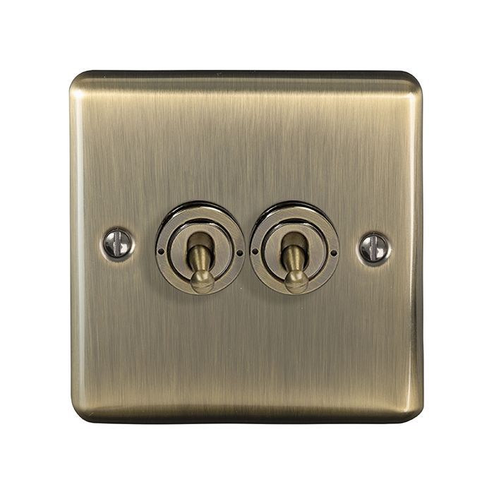 Eurolite - Enhance Decorative - 2 Gang Toggle Switch - Antique Brass