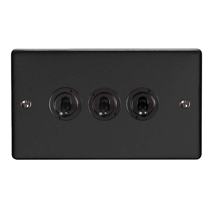 Eurolite - Enhance Decorative - 3 Gang Toggle Switch - Matt Black