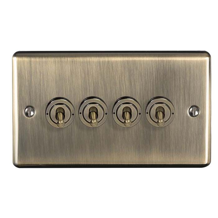 Eurolite - Enhance Decorative - 4 Gang Toggle Switch - Antique Brass
