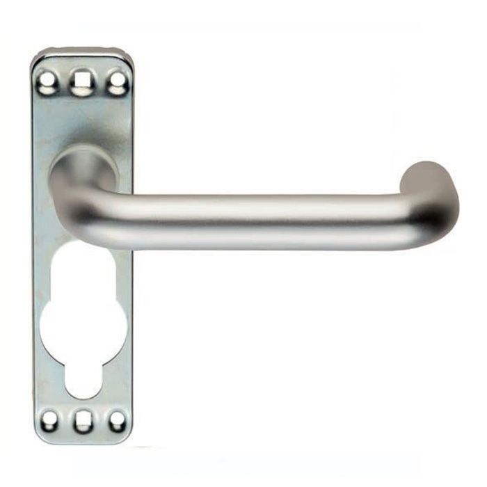 Eurospec - Safety DDA Door Handle on Inner Backplate - Satin Anodised Aluminium - Pair