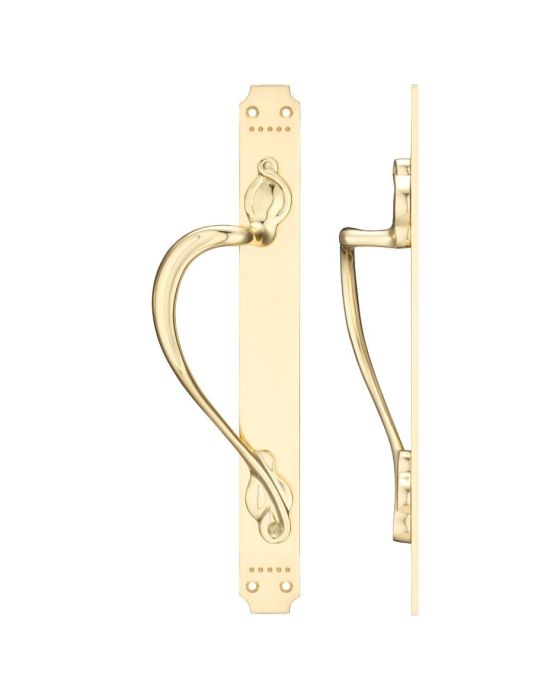 Fulton & Bray Door Pull Handle on Art Nouveau Backplate