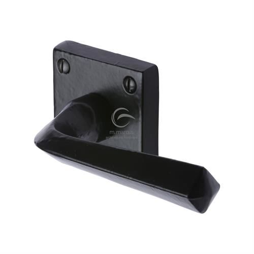 M.Marcus - Black Iron Donnington Door Handle on Square Rose - Matt Black - Pair