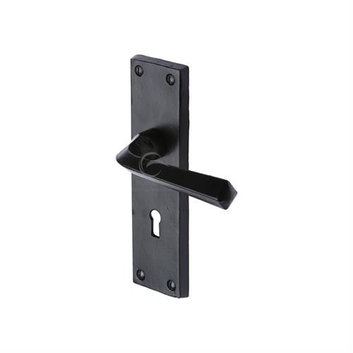 M.Marcus Black Iron Bridgnorth Door Handle on Backplate - Pair