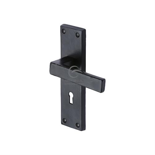 M.Marcus Black Iron Cheswell Door Handle on Backplate - Pair