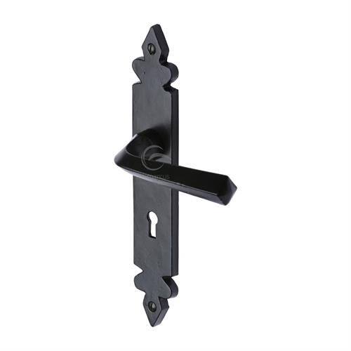 M.Marcus Black Iron Ironbridge Door Handle on Backplate - Pair