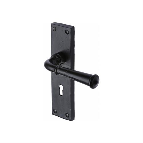 M.Marcus Black Iron Ashfield Door Handle on Backplate - Pair