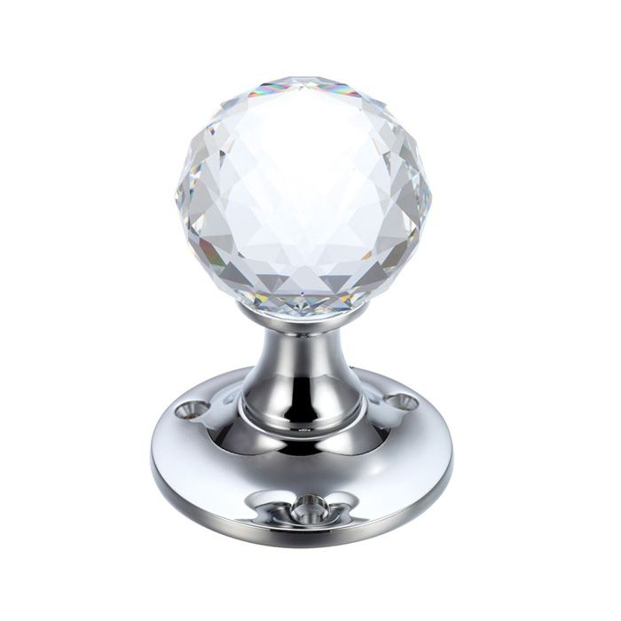 Fulton & Bray Unsprung Unique Facetted Glass Mortice Door Knob - Pair