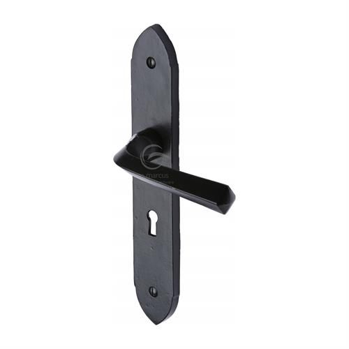 M.Marcus Black Iron Grafton Door Handle on Backplate - Pair