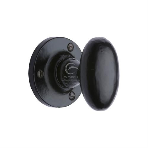M.Marcus - Black Iron Knowle Mortice Door Knob - Matt Black - Pair