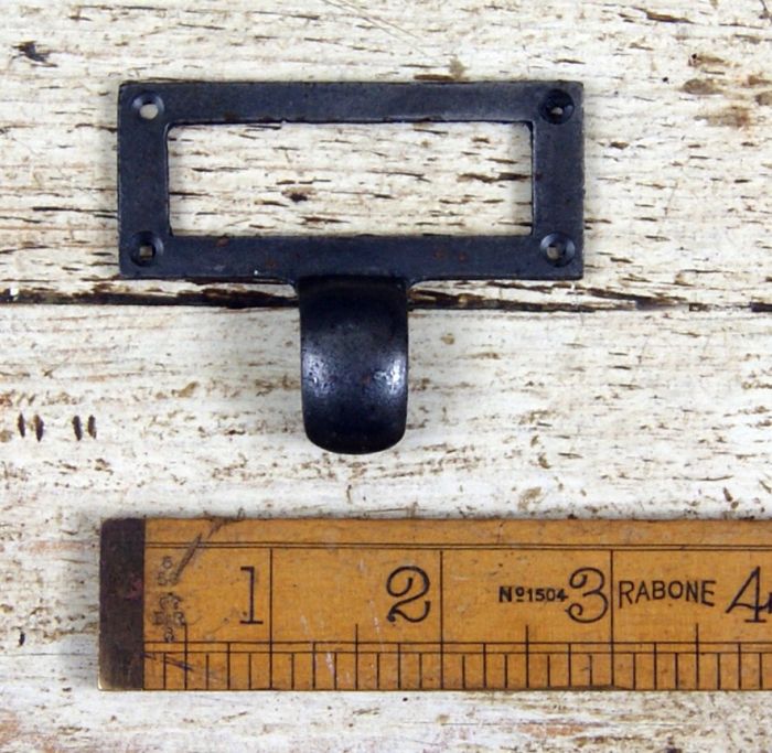 Cottingham - Library Cup Handle with Label Frame - Antique Iron