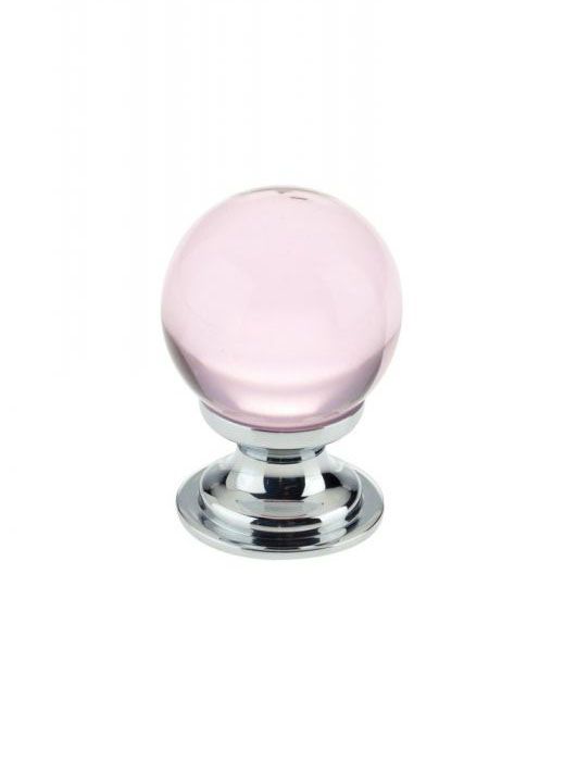 Fulton & Bray Pink Glass Ball Cupboard Knob 
