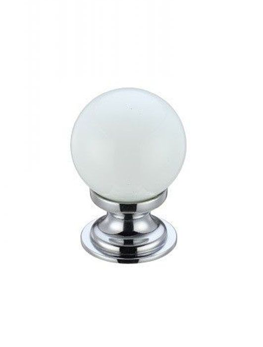 Fulton & Bray White Glass Cupboard Knob