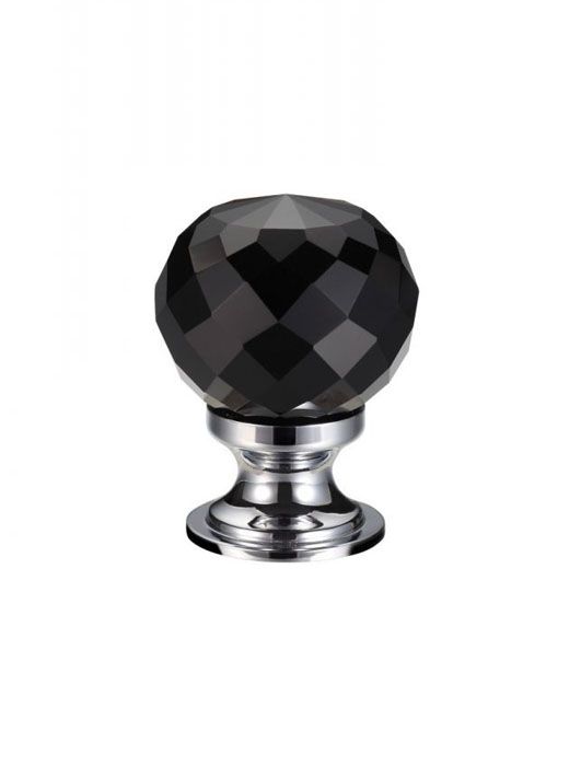 Fulton & Bray Black Glass Faceted Cupboard Knob 