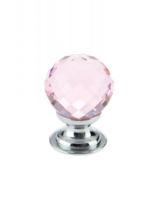Fulton & Bray Pink Glass Faceted Cupboard Knob