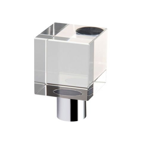 Fulton & Bray Clear Glass Cube Cupboard Knob 