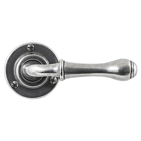 Finesse - Derwent Door Handle on Rose - Solid Pewter - Pair