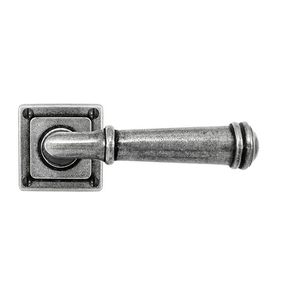 Finesse - Durham Door Handle on Jesmond Rose - Solid Pewter - Pair