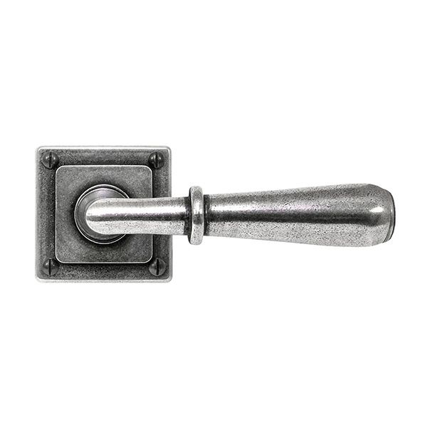 Finesse - Fenwick Door Handle on Jesmond Rose - Solid Pewter - Pair