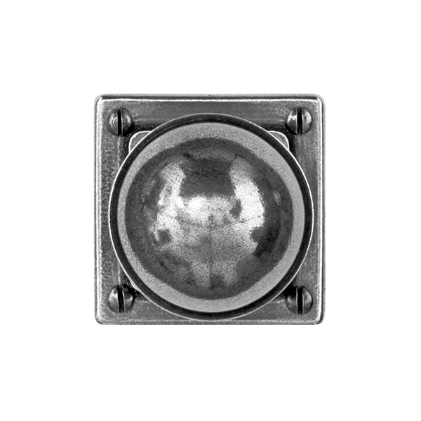 Finesse - Pelton Mortice Door Knob on Square Rose - Solid Pewter - Pair