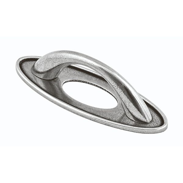 Finesse - Grange Cupboard Handle on Backplate - Solid Pewter - Centres 64mm