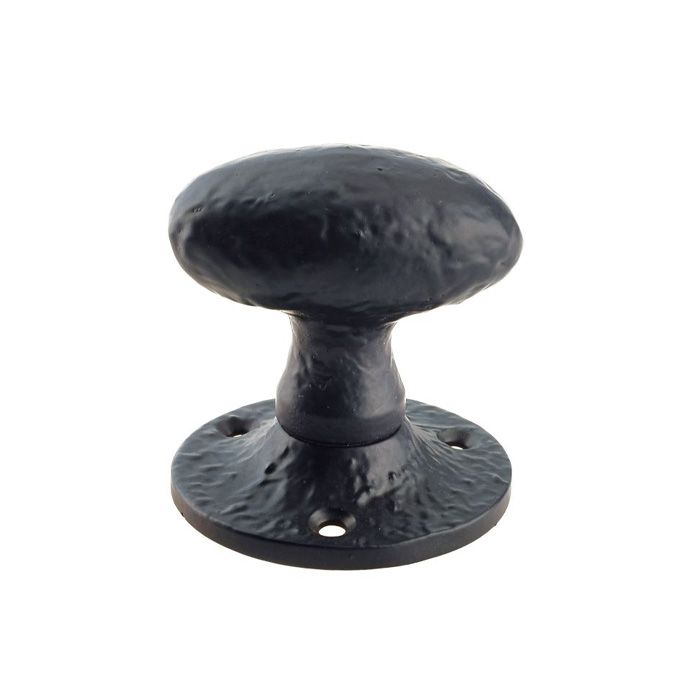 Foxcote Foundries - Unsprung Oval Mortice Door Knob - Black Antique - Pair