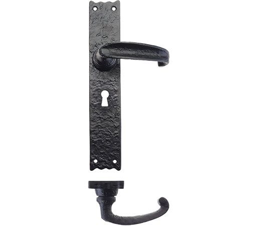 Foxcote Foundries Traditional Door Handle on Long Backplate - Pair