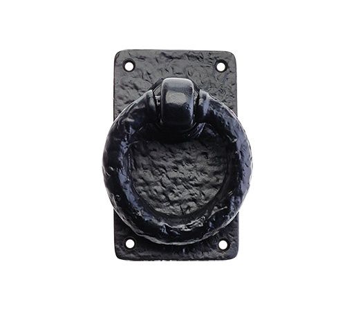 Foxcote Foundries - Ring Drop Handle on Backplate - Black Antique
