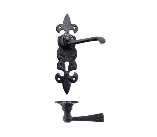 Foxcote Foundries Fleur De Lys Door Handle on Backplate - Pair