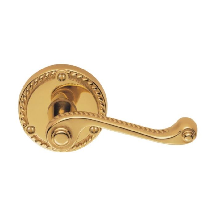 Carlisle Brass - Georgian Door Handle on Rose - Polished Brass - Pair