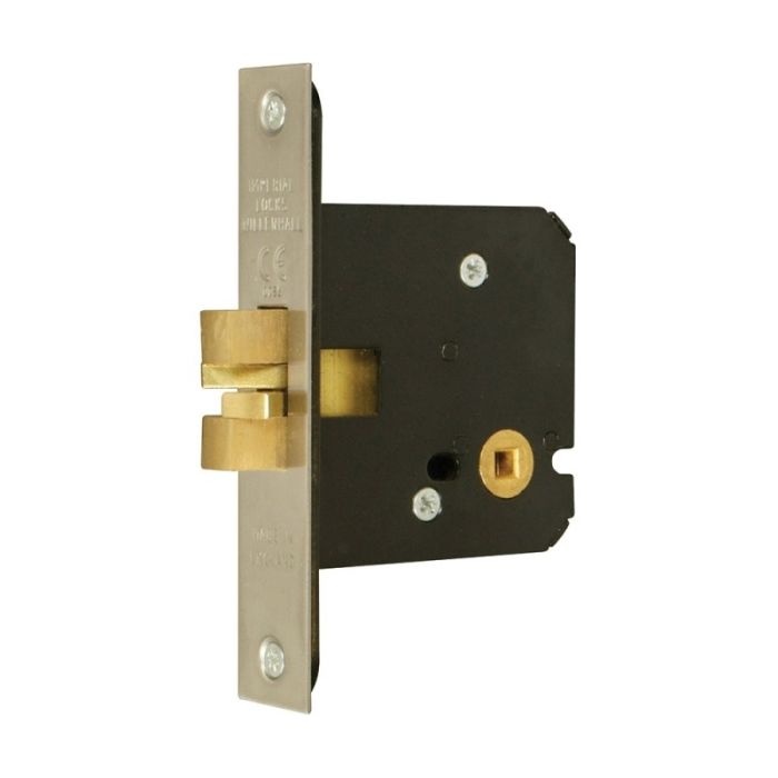 More - Sliding Door Mortice Bathroom Lock - Satin Stainless Steel