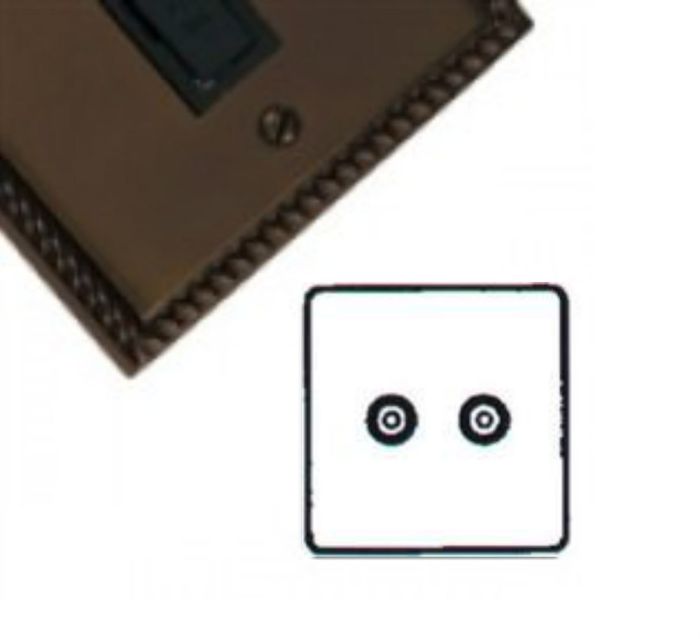 M.Marcus Heritage Brass - Contractor Rope Edge Plate - 2 Gang TV Coaxial Socket - Georgian Bronze